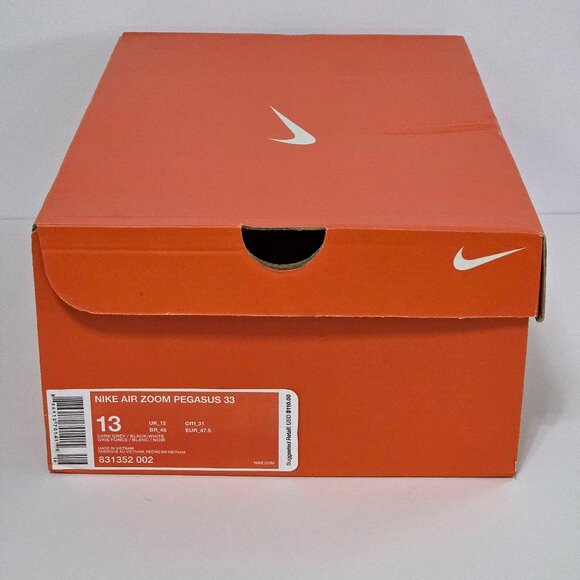 NWT -- Nike Air Zoom Pegasus 33 Running Shoes , Men’s 13, Dark Grey/Black/White main image 4